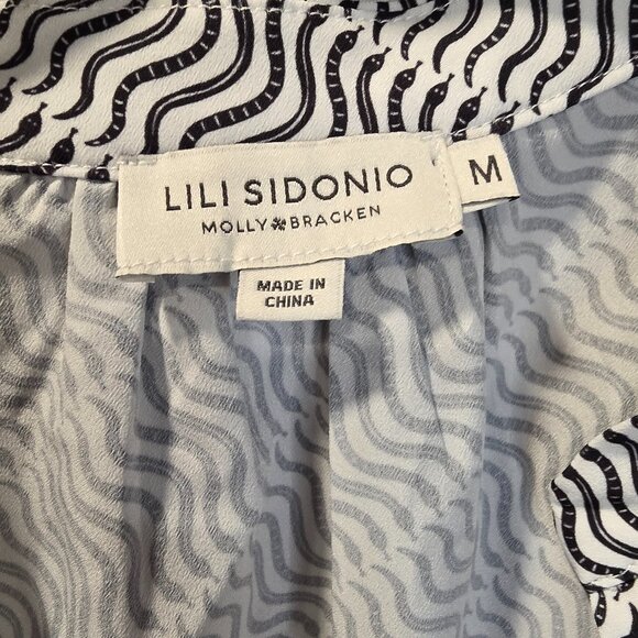 Lili Sidonio Romper With Snakes Size Medium Black & White NWOT Pockets - Picture 3 of 12